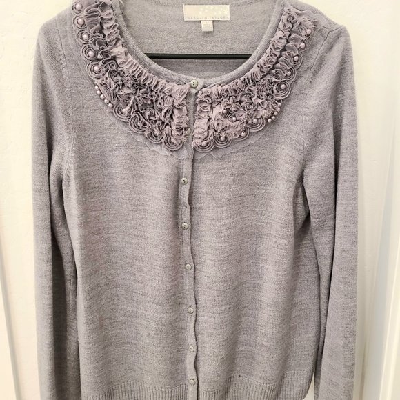 Carolyn Taylor gray button up sweater...size large - Picture 4 of 6